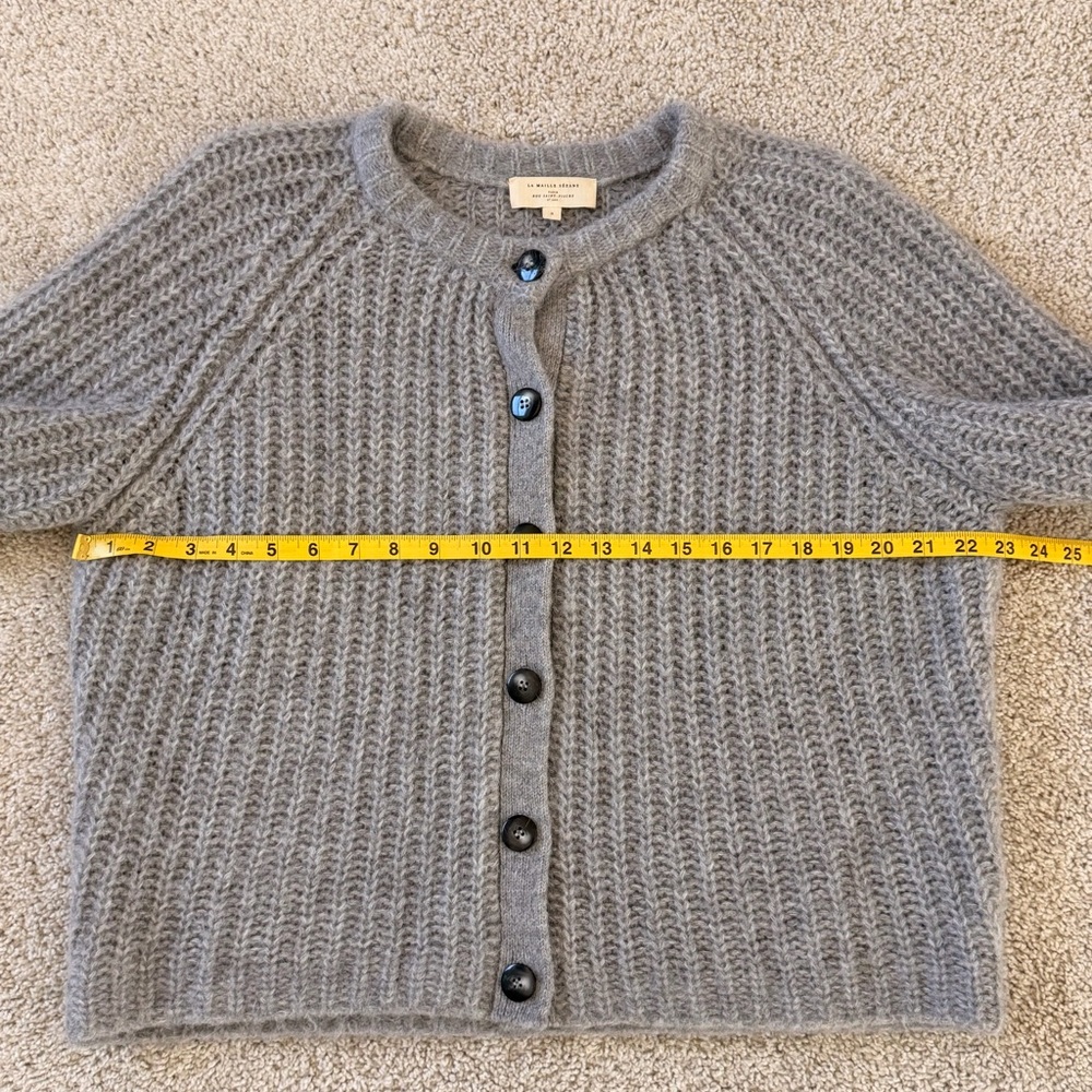 Sezane Emile Alpaca Wool Cardigan Sweater in Mottled Grey - Picture 7 of 8